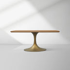 Aero Saint Germain Solid Oak Top Dining Table Tulip Rectangular Dining Table with Launette Base