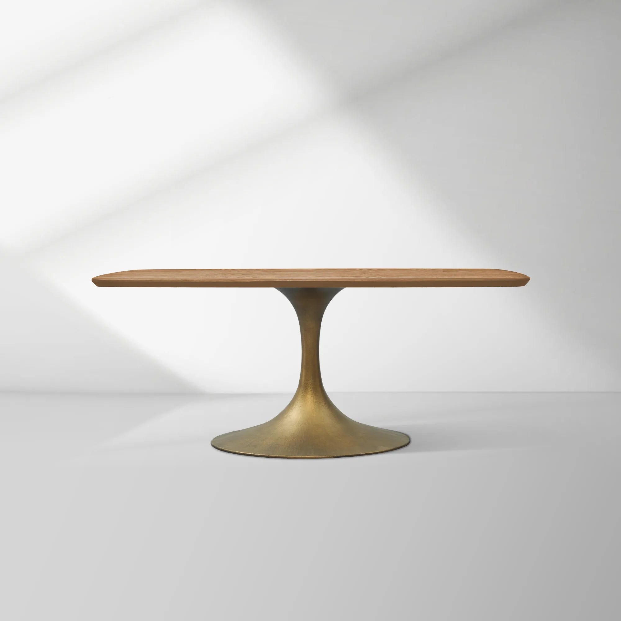 Aero Saint Germain Solid Oak Top Dining Table Tulip Rectangular Dining Table with Launette Base