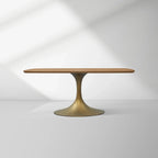 Aero Solid Oak Top Dining Table Tulip Rectangular Dining Table with Launette Base
