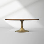Aero Oval Solid Wood Dining Table Tulip Dining Table with Cast Steel Base