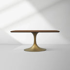 Aero Solid Oak Top Dining Table Tulip Rectangular Dining Table with Launette Base