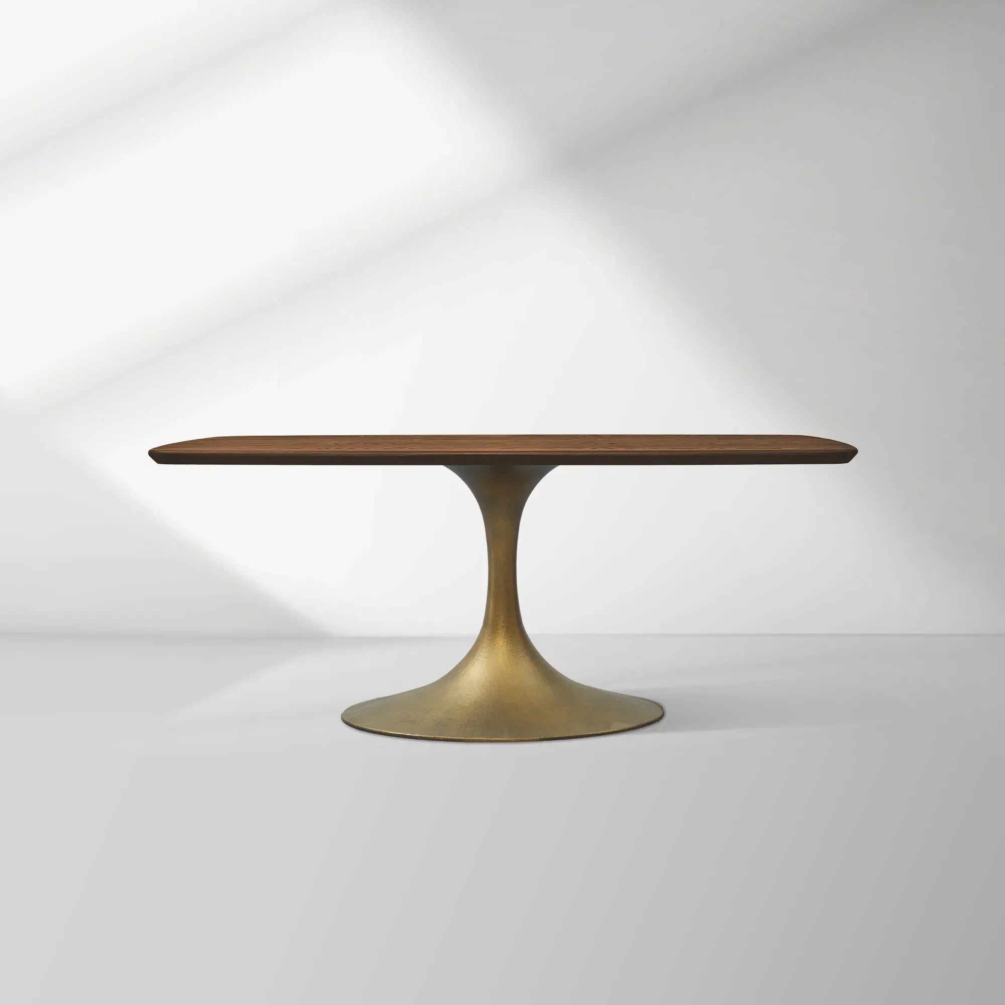 Aero Solid Oak Top Dining Table Tulip Rectangular Dining Table with Launette Base