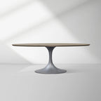 Aero Oval Solid Wood Dining Table Tulip Dining Table with Cast Steel Base