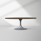 Aero Oval Solid Wood Dining Table Tulip Dining Table with Cast Steel Base