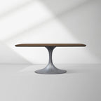 Aero Solid Oak Top Dining Table Tulip Rectangular Dining Table with Launette Base