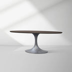 Aero Oval Solid Wood Dining Table Tulip Dining Table with Cast Steel Base