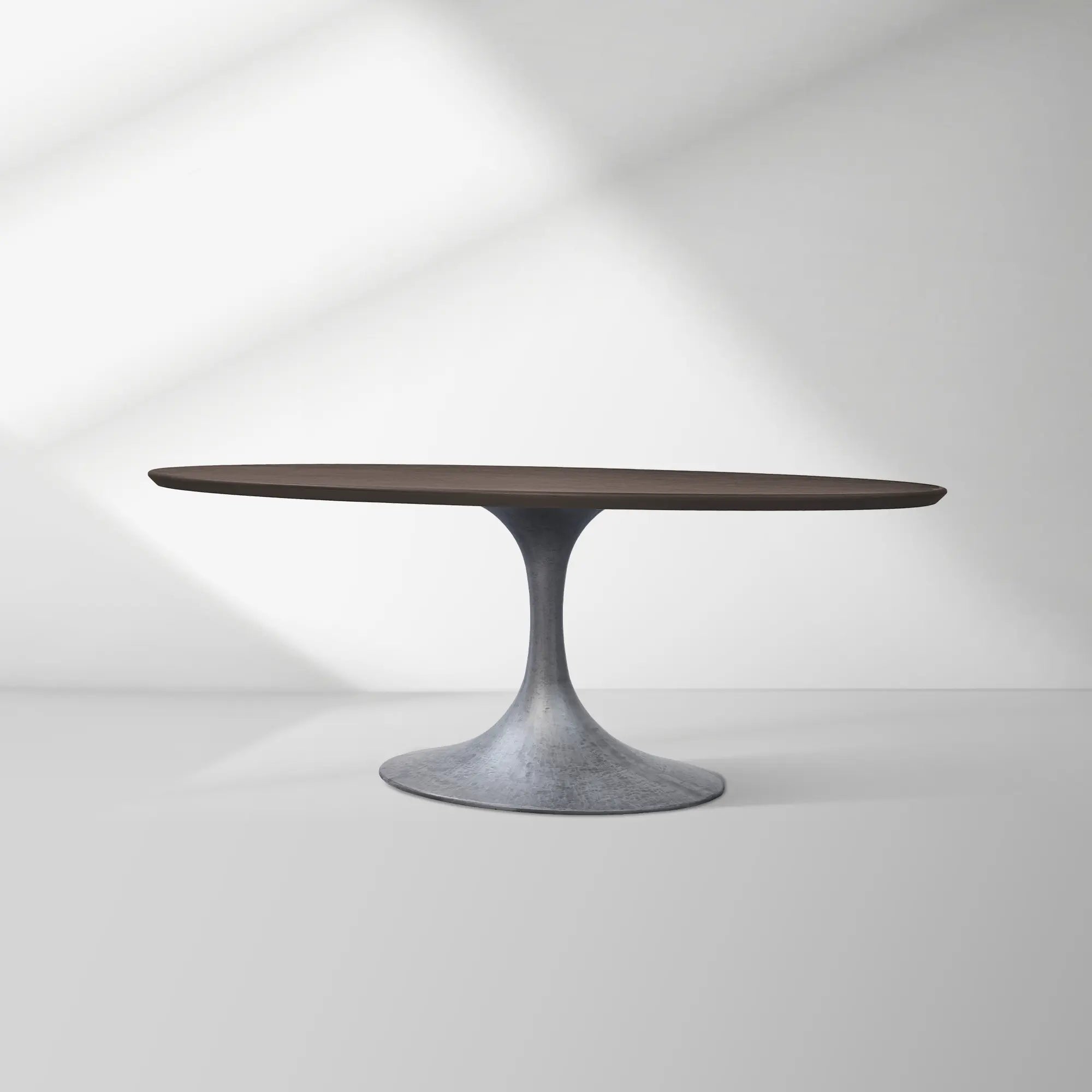 Aero Oval Solid Wood Dining Table Tulip Dining Table with Cast Steel Base