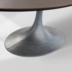 Aero Oval Solid Wood Dining Table Tulip Dining Table with Cast Steel Base