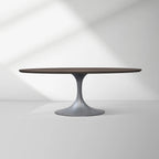 Aero Oval Solid Wood Dining Table Tulip Dining Table with Cast Steel Base