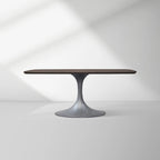 Aero Solid Oak Top Dining Table Tulip Rectangular Dining Table with Launette Base