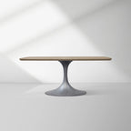 Aero Saint Germain Solid Oak Top Dining Table Tulip Rectangular Dining Table with Launette Base