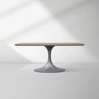 Aero Solid Oak Top Dining Table Tulip Rectangular Dining Table with Launette Base