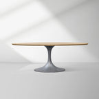 Aero Oval Solid Wood Dining Table Tulip Dining Table with Cast Steel Base