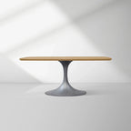 Aero Solid Oak Top Dining Table Tulip Rectangular Dining Table with Launette Base