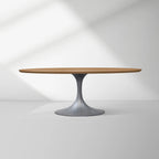Aero Oval Solid Wood Dining Table Tulip Dining Table with Cast Steel Base