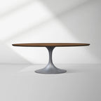 Aero Oval Solid Wood Dining Table Tulip Dining Table with Cast Steel Base