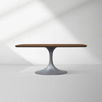 Aero Saint Germain Solid Oak Top Dining Table Tulip Rectangular Dining Table with Launette Base