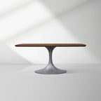 Aero Solid Oak Top Dining Table Tulip Rectangular Dining Table with Launette Base