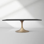 Aero Solid Wood Top Dining Table Tulip Rectangular Dining Table with Cast Steel Pedestal Base