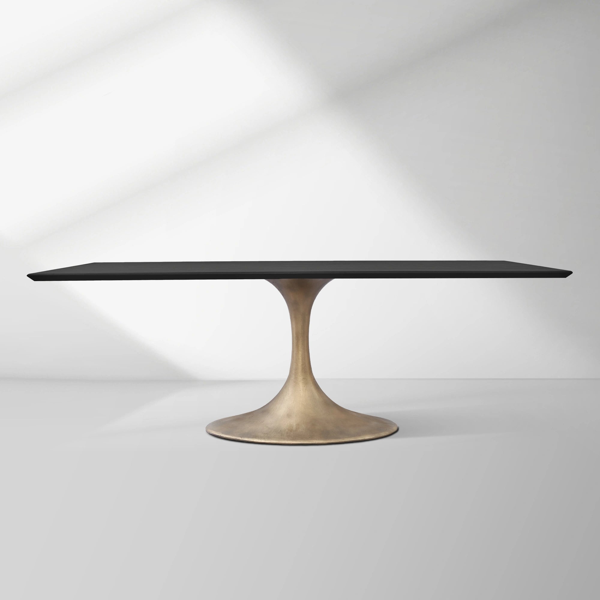 Aero Solid Wood Top Dining Table Tulip Rectangular Dining Table with Cast Steel Pedestal Base