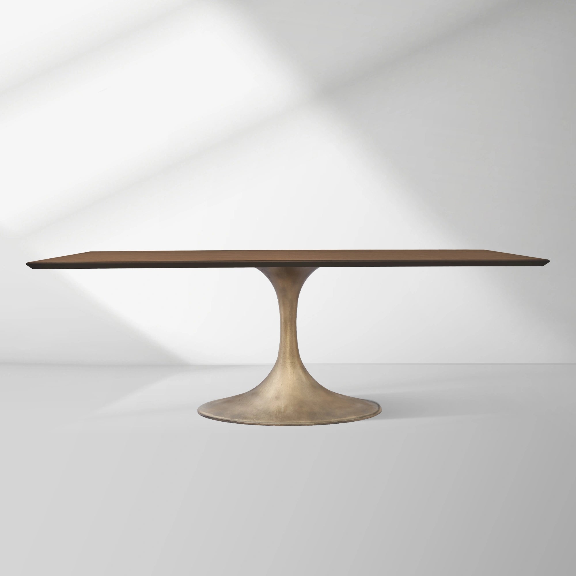 Aero Solid Wood Top Dining Table Tulip Rectangular Dining Table with Cast Steel Pedestal Base