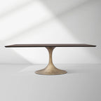Aero Solid Wood Top Dining Table Tulip Rectangular Dining Table with Cast Steel Pedestal Base