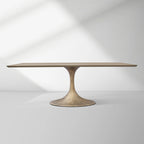 Aero Solid Wood Top Dining Table Tulip Rectangular Dining Table with Cast Steel Pedestal Base