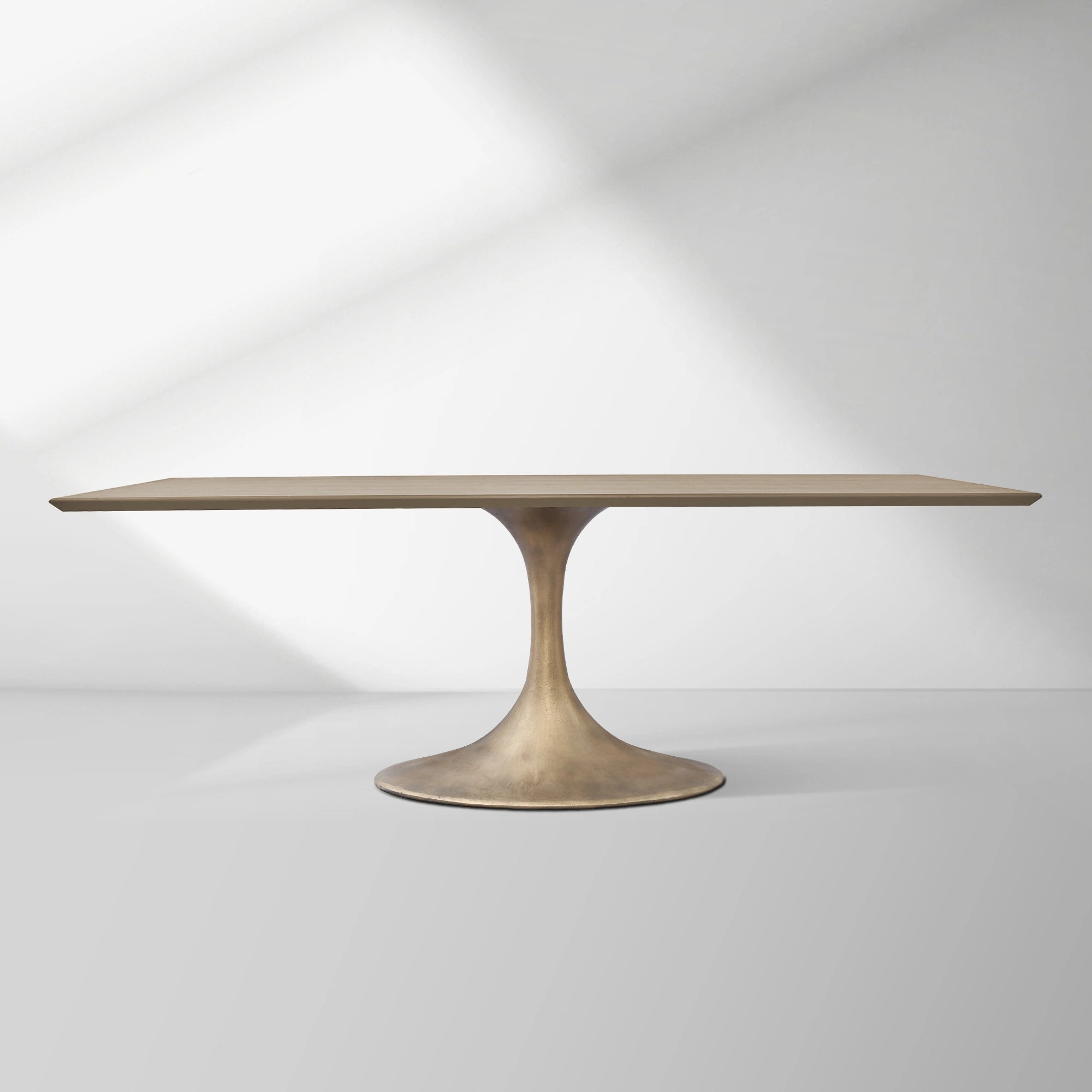 Aero Solid Wood Top Dining Table Tulip Rectangular Dining Table with Cast Steel Pedestal Base