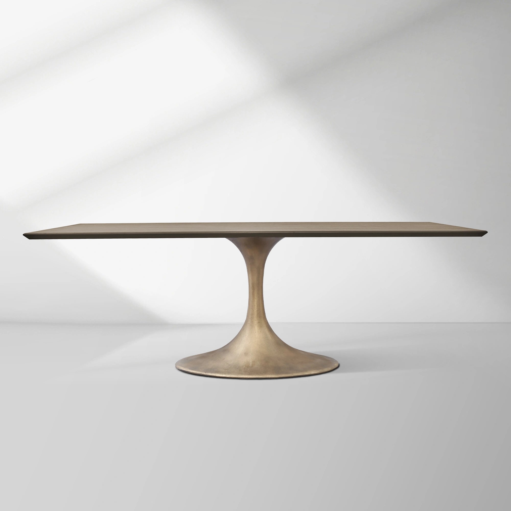 Aero Solid Wood Top Dining Table Tulip Rectangular Dining Table with Cast Steel Pedestal Base