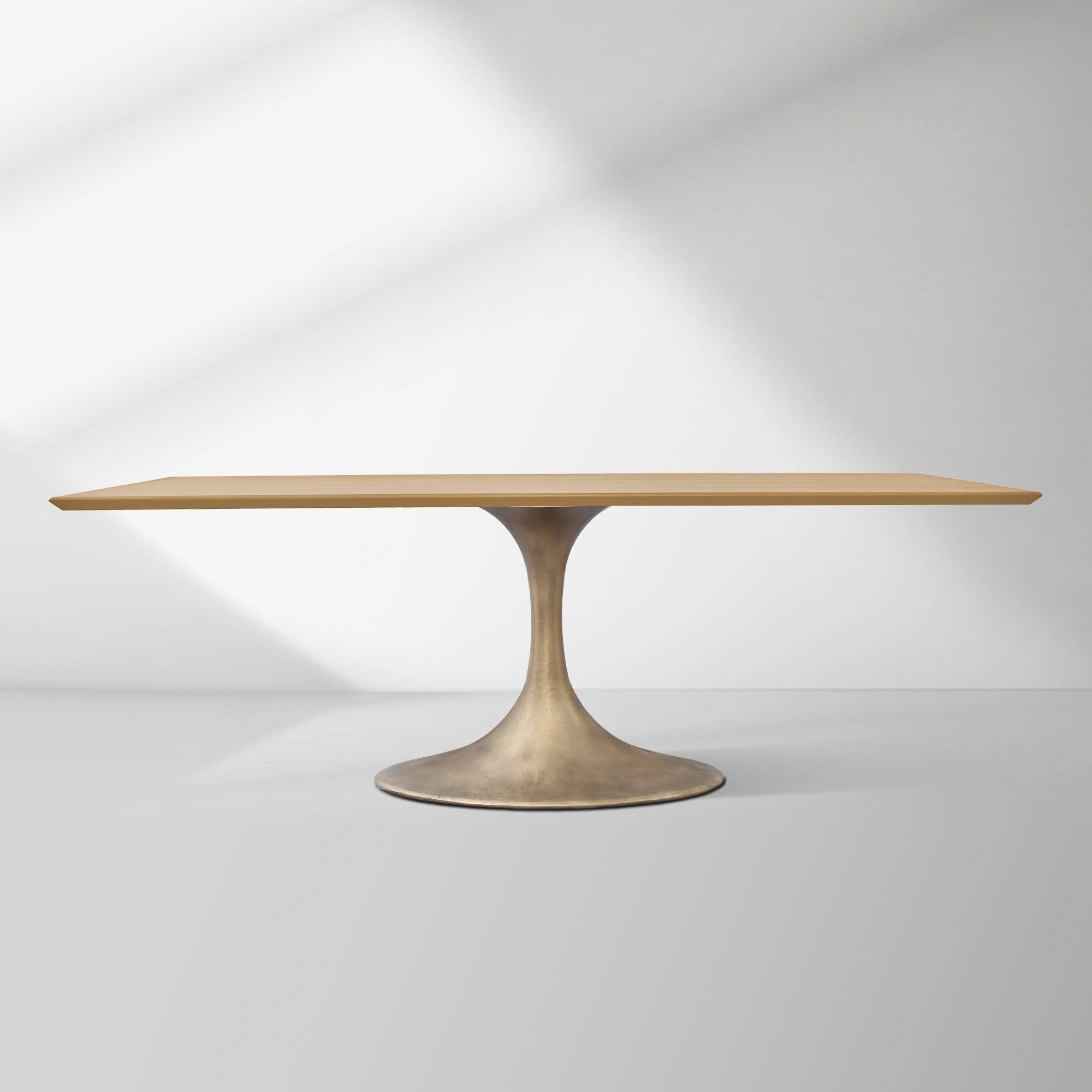 Aero Solid Wood Top Dining Table Tulip Rectangular Dining Table with Cast Steel Pedestal Base