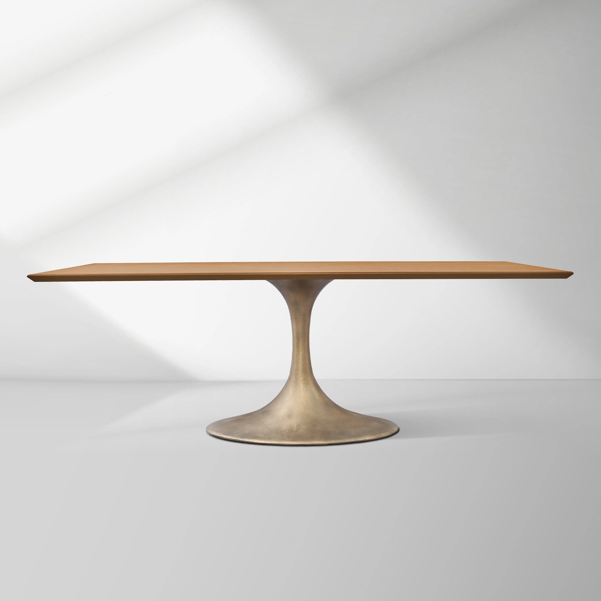 Aero Solid Wood Top Dining Table Tulip Rectangular Dining Table with Cast Steel Pedestal Base