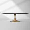 Aero Solid Wood Top Dining Table Tulip Rectangular Dining Table with Cast Steel Pedestal Base