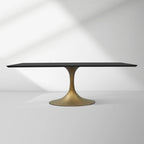 Aero Solid Wood Top Dining Table Tulip Rectangular Dining Table with Cast Steel Pedestal Base