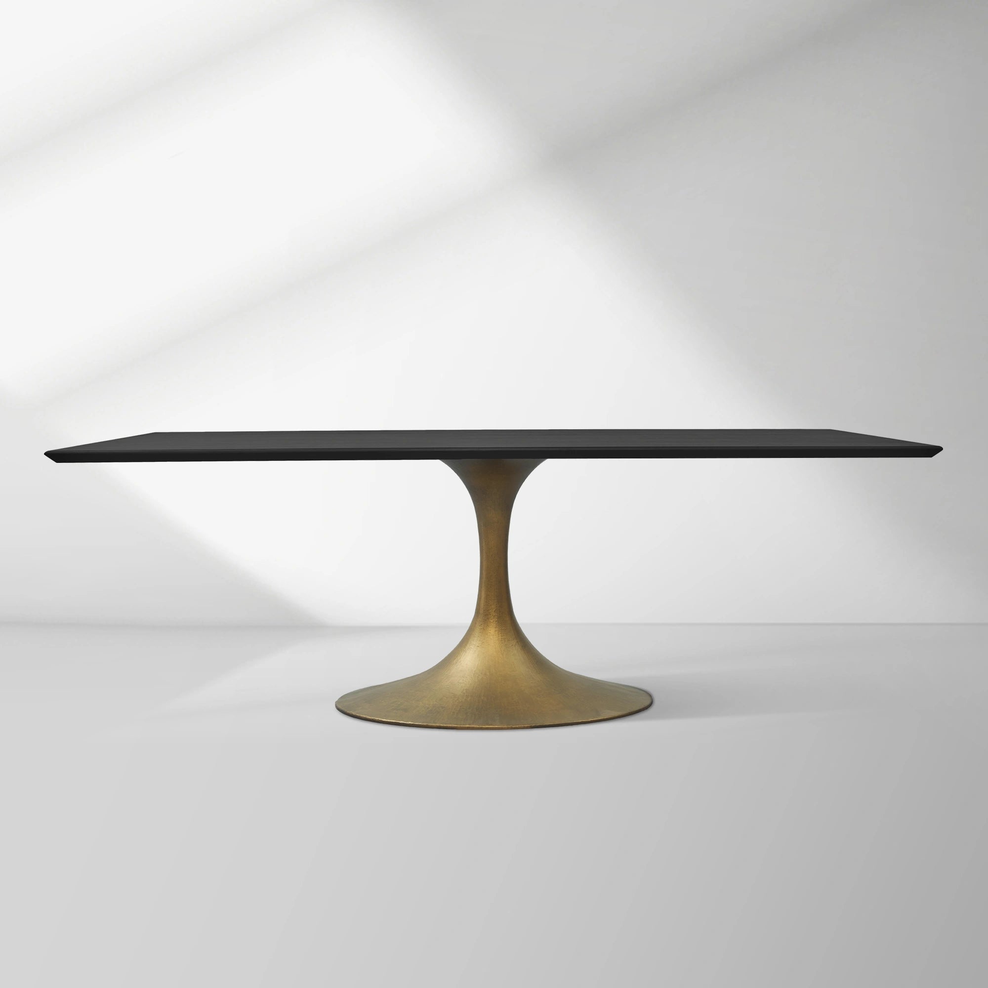 Aero Solid Wood Top Dining Table Tulip Rectangular Dining Table with Cast Steel Pedestal Base