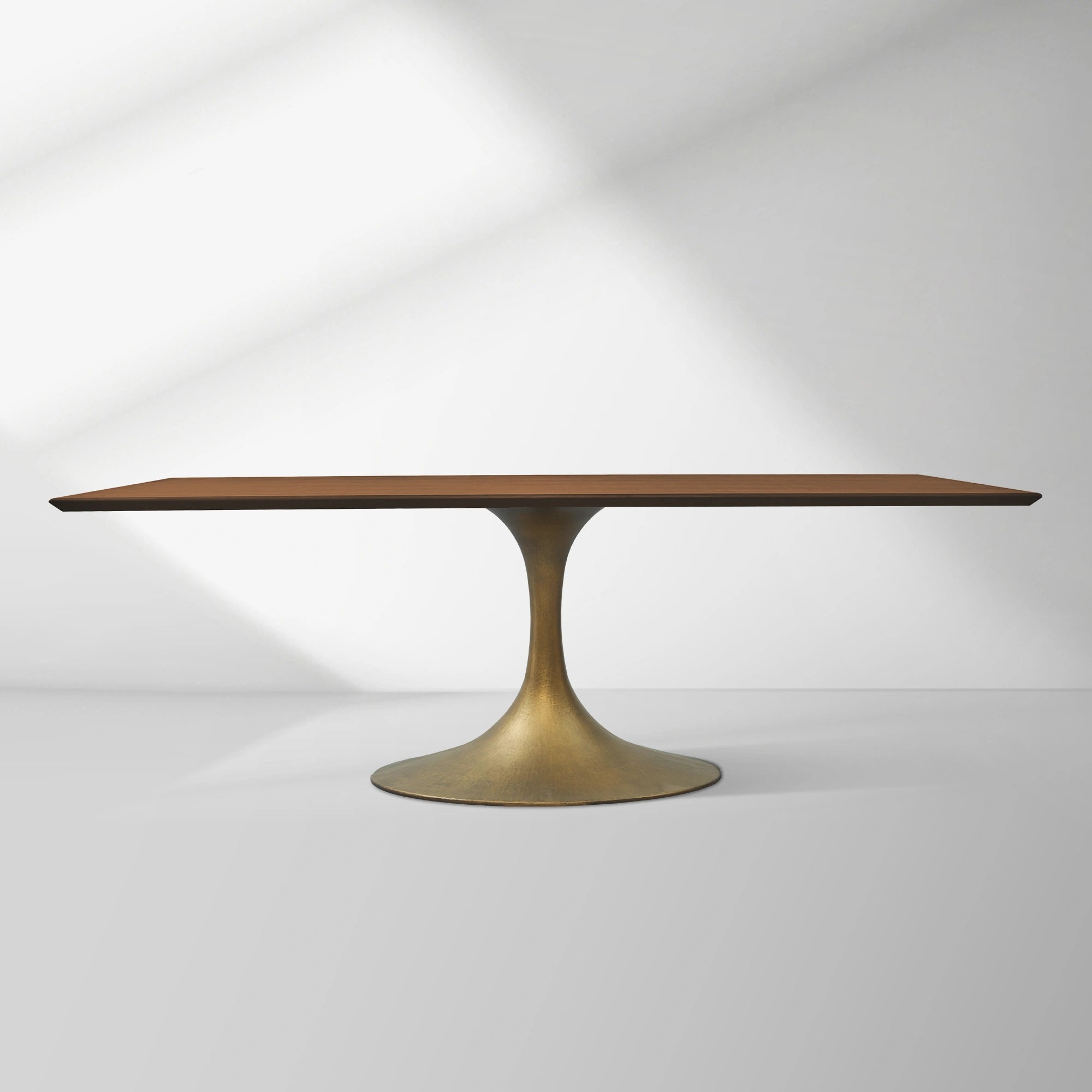 Aero Solid Wood Top Dining Table Tulip Rectangular Dining Table with Cast Steel Pedestal Base