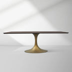 Aero Solid Wood Top Dining Table Tulip Rectangular Dining Table with Cast Steel Pedestal Base