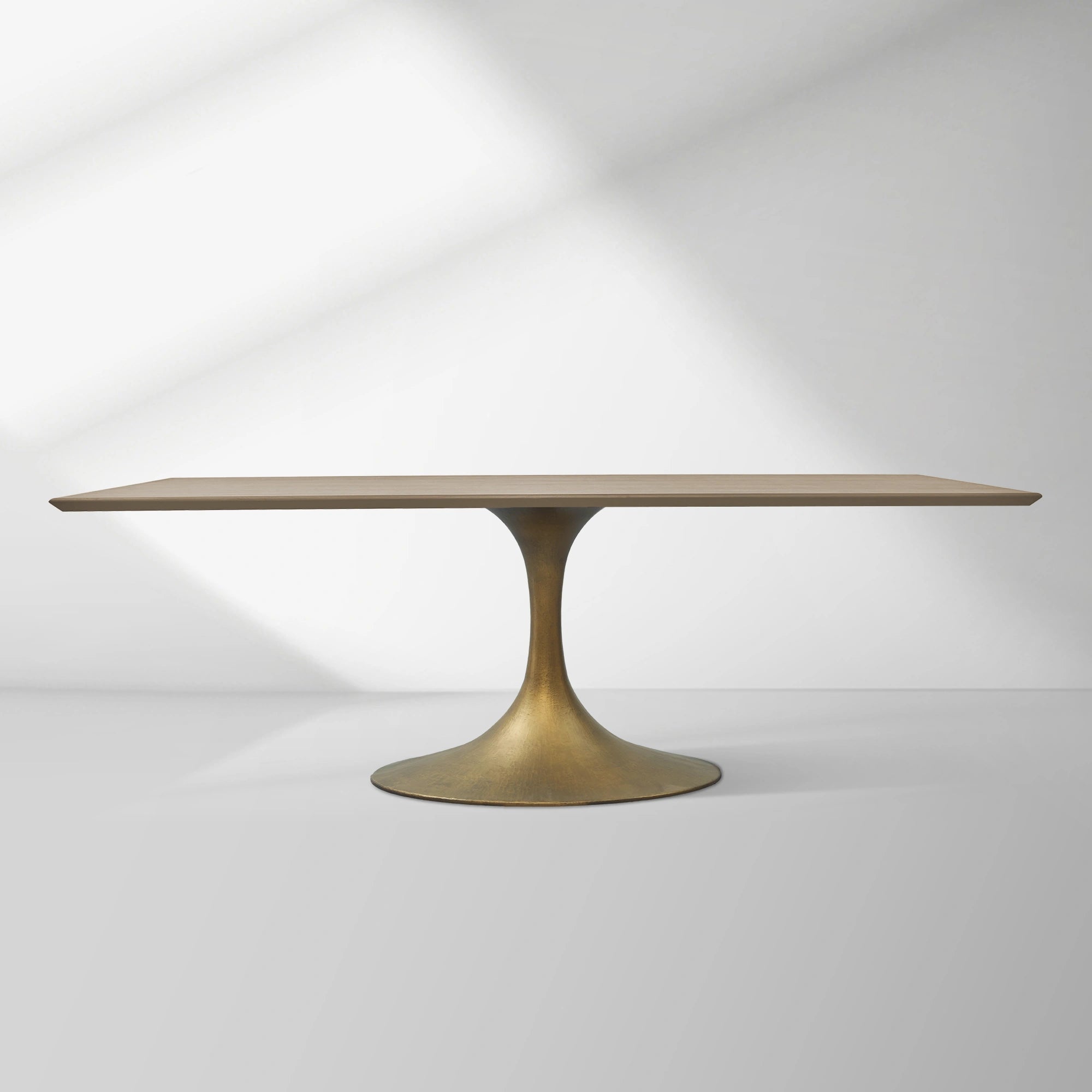 Aero Solid Wood Top Dining Table Tulip Rectangular Dining Table with Cast Steel Pedestal Base
