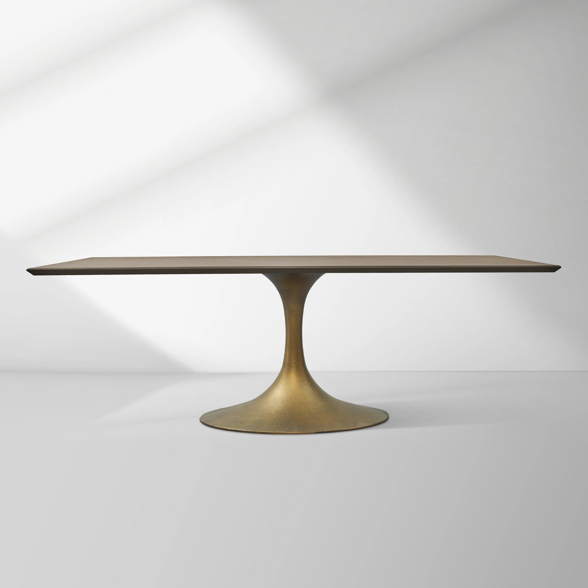 Aero Solid Wood Top Dining Table Tulip Rectangular Dining Table with Cast Steel Pedestal Base
