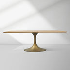 Aero Solid Wood Top Dining Table Tulip Rectangular Dining Table with Cast Steel Pedestal Base