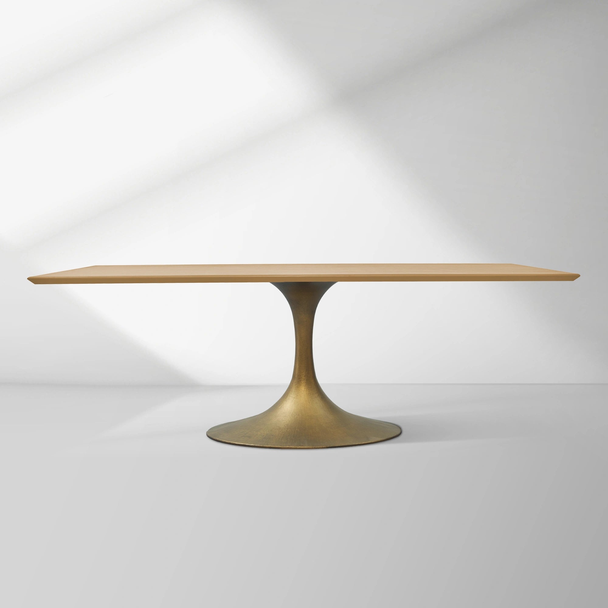 Aero Solid Wood Top Dining Table Tulip Rectangular Dining Table with Cast Steel Pedestal Base