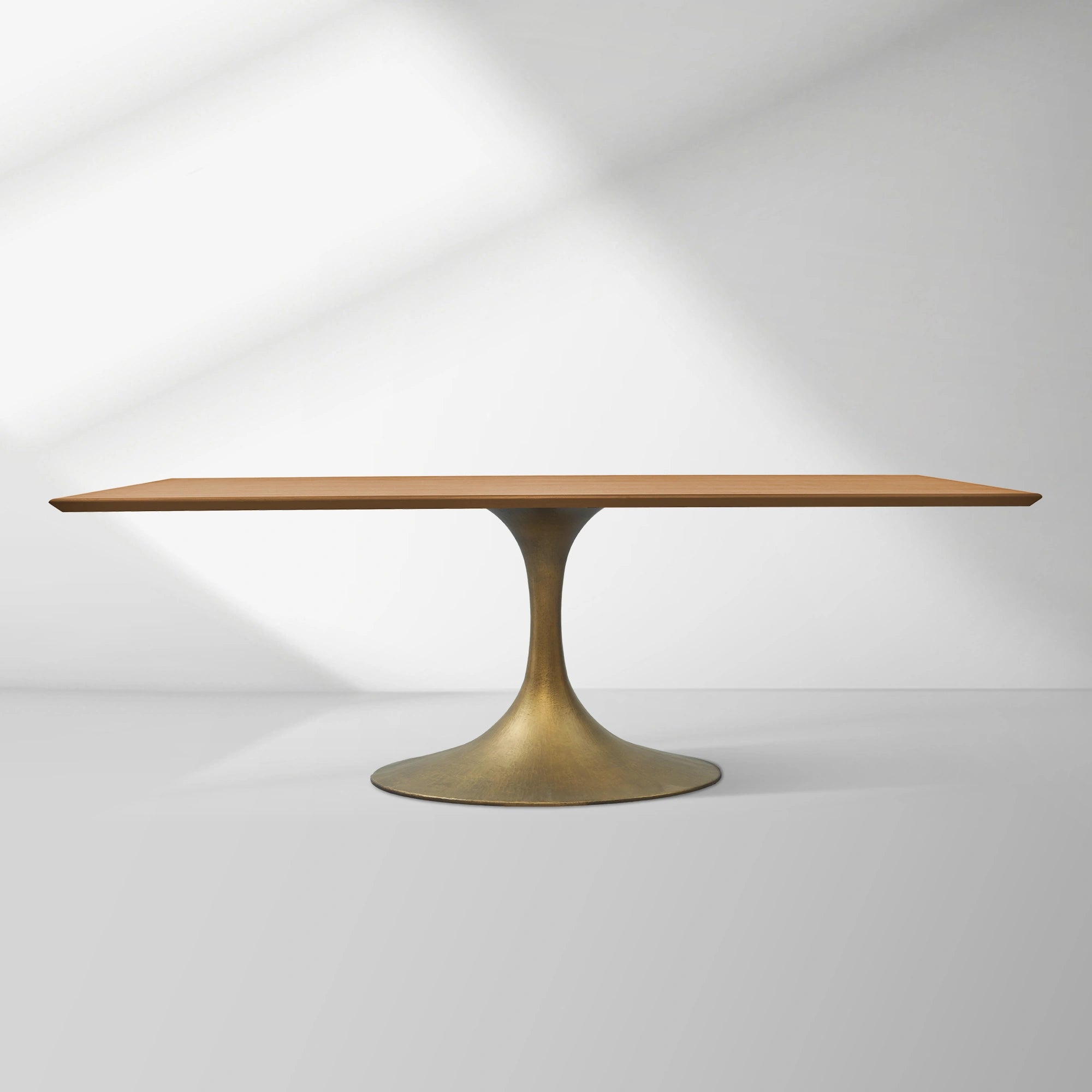 Aero Solid Wood Top Dining Table Tulip Rectangular Dining Table with Cast Steel Pedestal Base