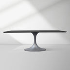Aero Solid Wood Top Dining Table Tulip Rectangular Dining Table with Cast Steel Pedestal Base