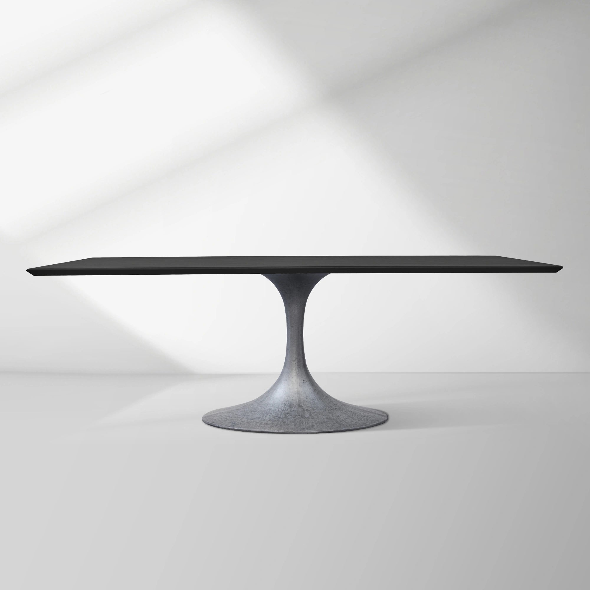 Aero Solid Wood Top Dining Table Tulip Rectangular Dining Table with Cast Steel Pedestal Base