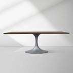 Aero Solid Wood Top Dining Table Tulip Rectangular Dining Table with Cast Steel Pedestal Base