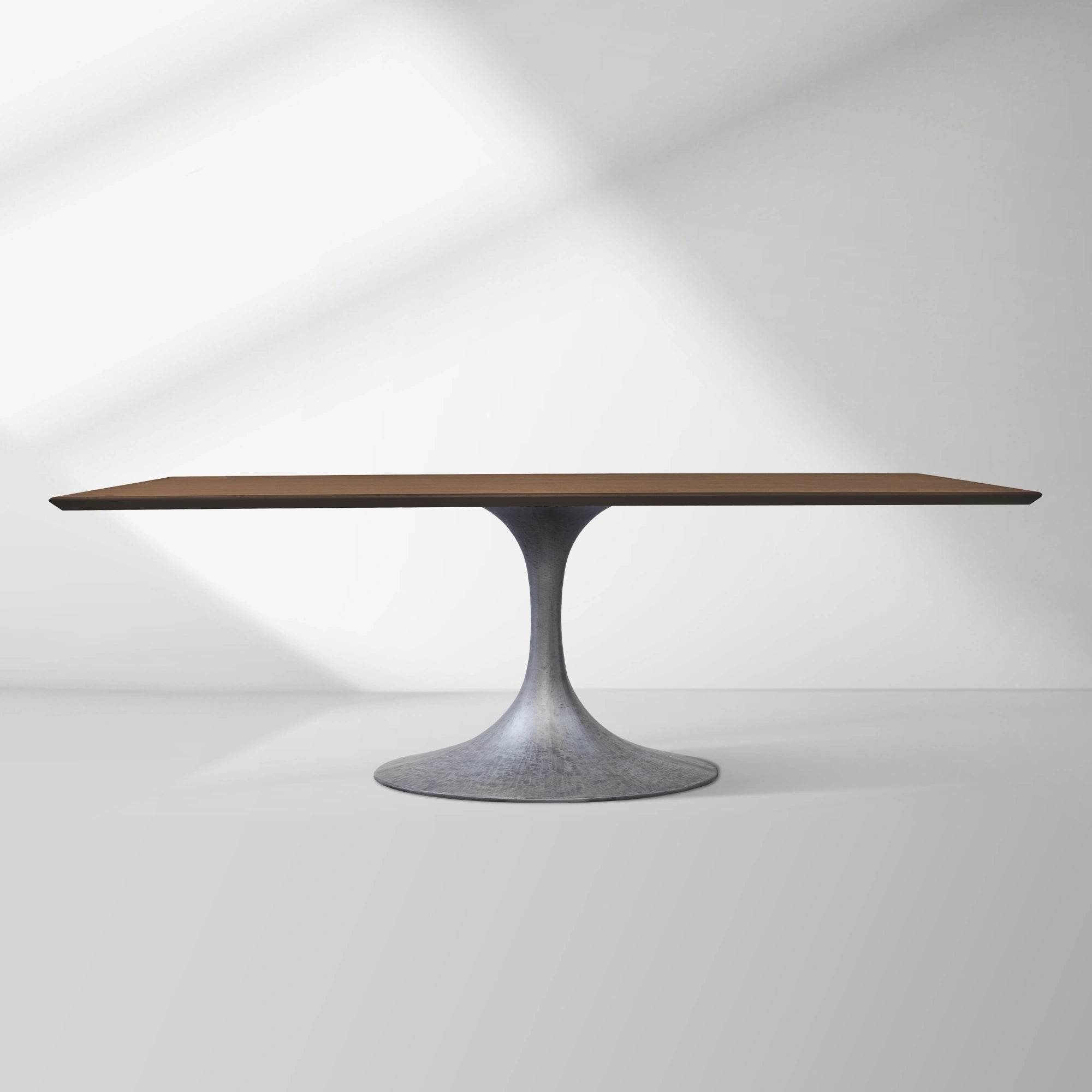 Aero Solid Wood Top Dining Table Tulip Rectangular Dining Table with Cast Steel Pedestal Base
