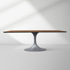 Aero Solid Wood Top Dining Table Tulip Rectangular Dining Table with Cast Steel Pedestal Base