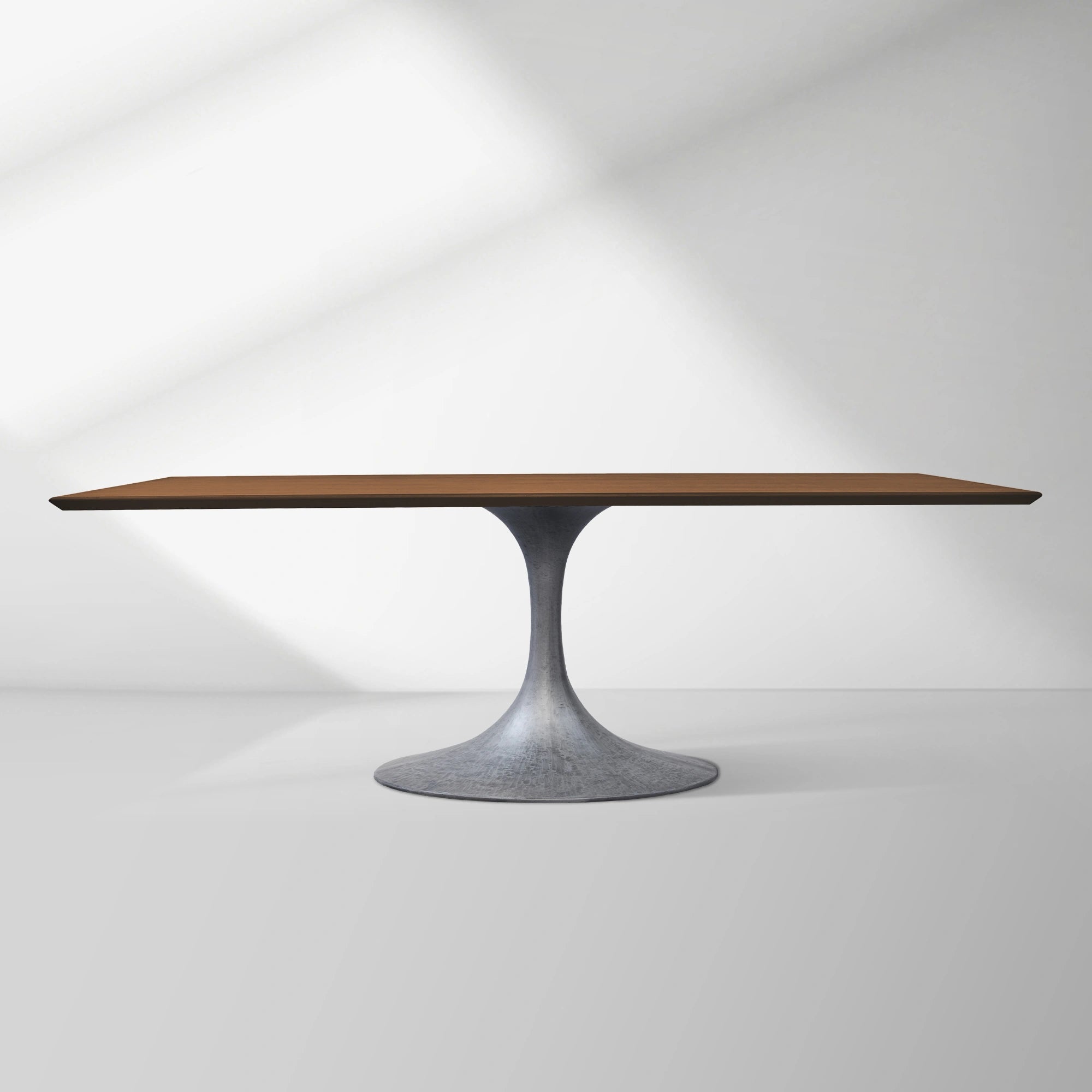 Aero Solid Wood Top Dining Table Tulip Rectangular Dining Table with Cast Steel Pedestal Base