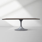 Aero Solid Wood Top Dining Table Tulip Rectangular Dining Table with Cast Steel Pedestal Base