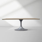 Aero Solid Wood Top Dining Table Tulip Rectangular Dining Table with Cast Steel Pedestal Base