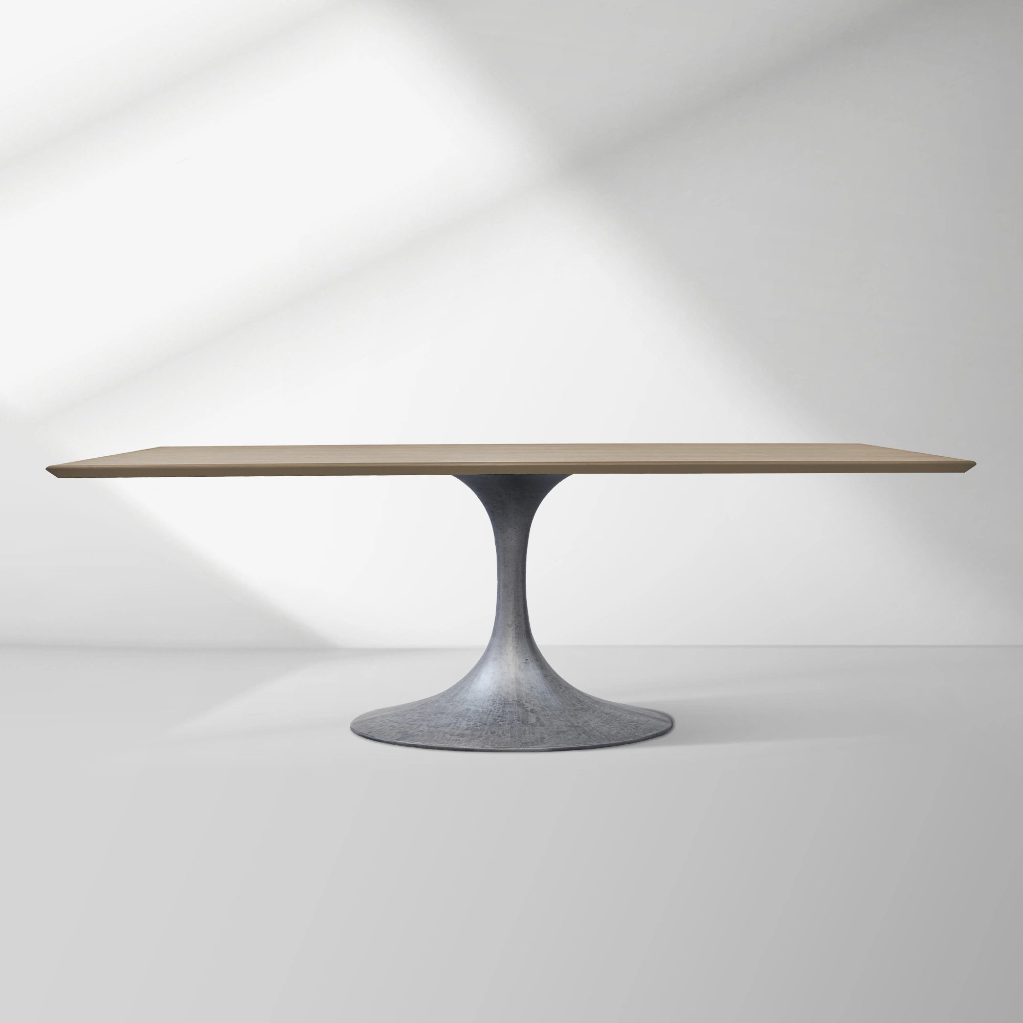 Aero Solid Wood Top Dining Table Tulip Rectangular Dining Table with Cast Steel Pedestal Base